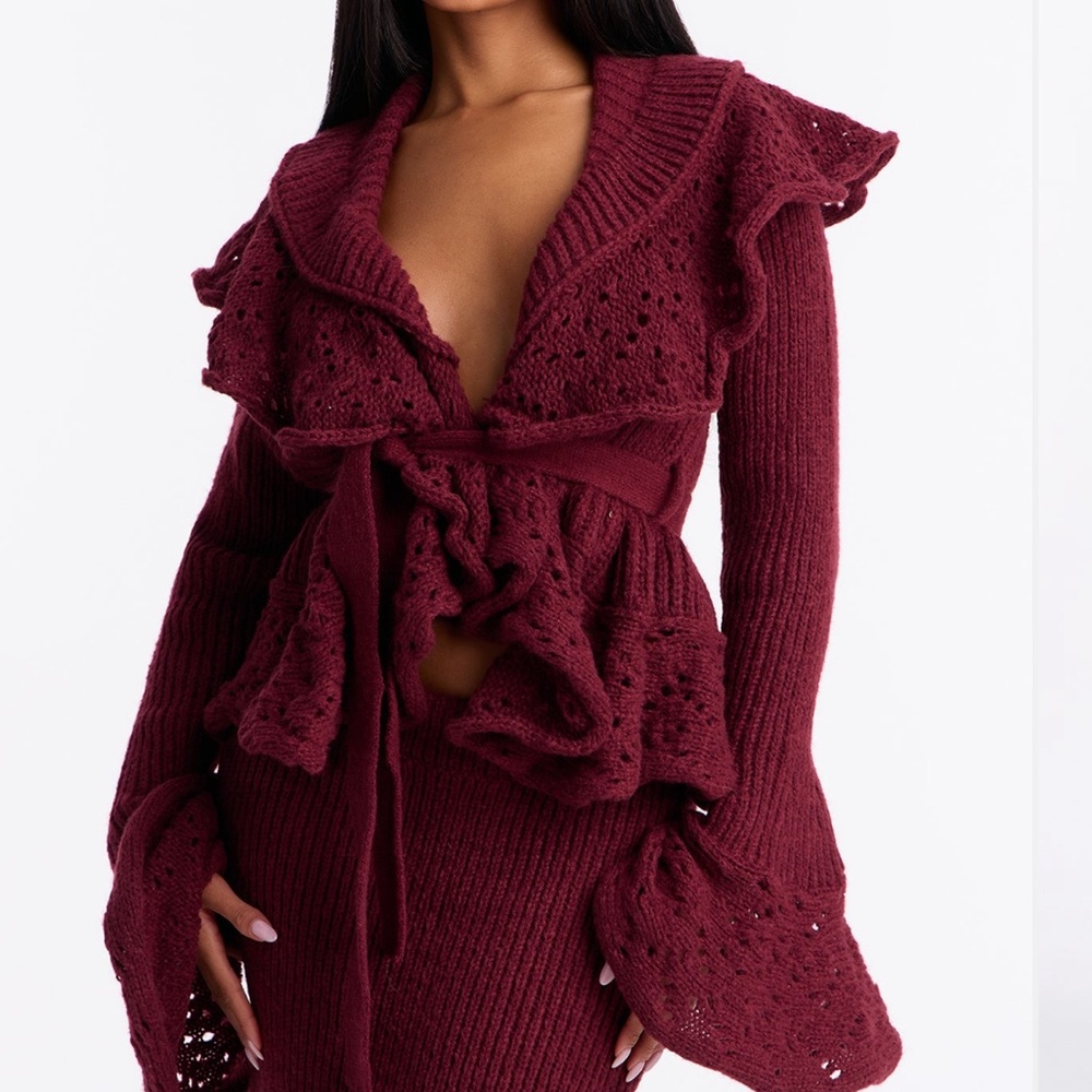 Fashion Nova Burgundy Midi Skirt